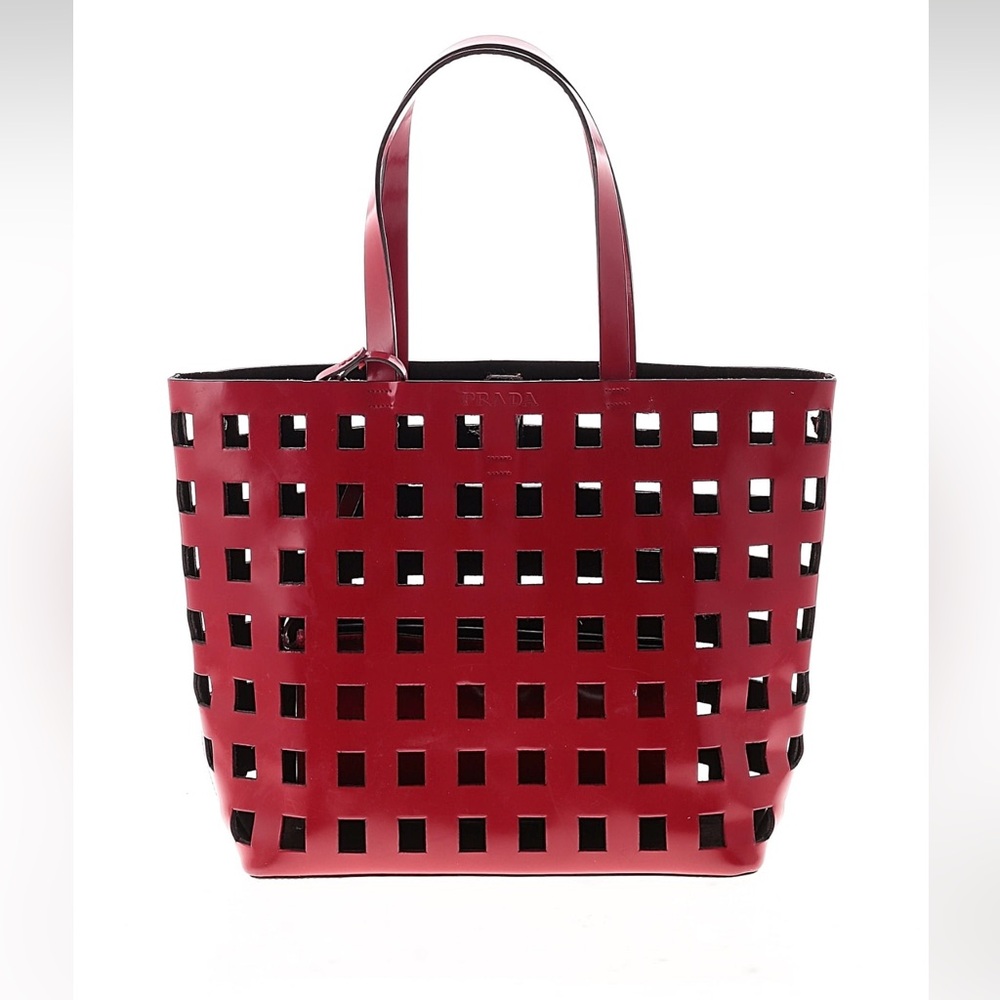 Prada Authentic Red Basket-style Tote Bag